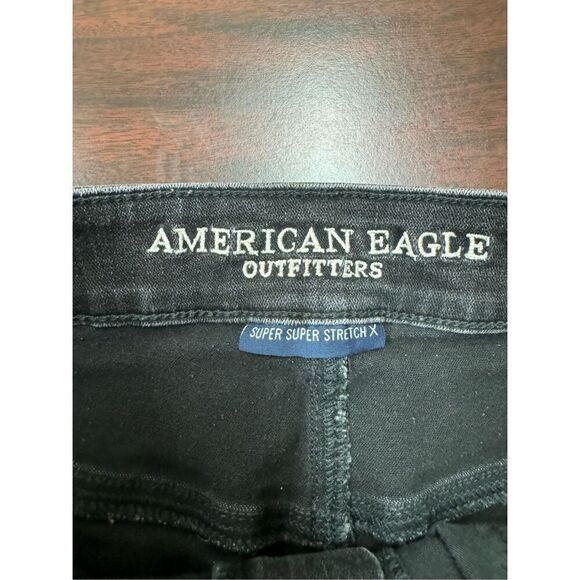 American Eagle Black Hi-Rise Shortie Super Super Stretch Shorts with Lace Size 6 - Picture 4 of 6